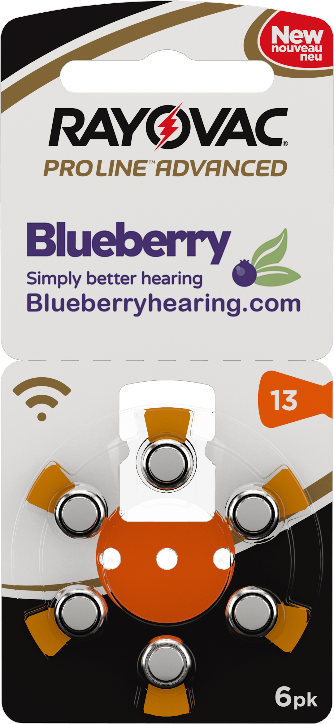 Rayovac Blueberry Hearing Aid Battery Size Orange 13